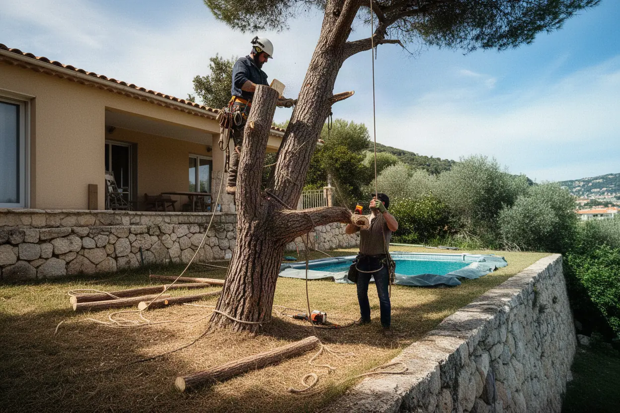 Abattage contrôlé près d'une villa sur les hauteurs de Vence